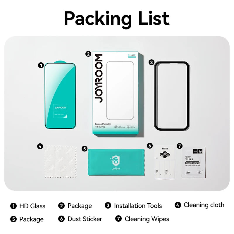 Joyroom 1/2/3pcs HD Anti-Blue Light Glass for iPhone 17 Pro Max Screen Protector Full Screen Eye Protection Tempered Glass