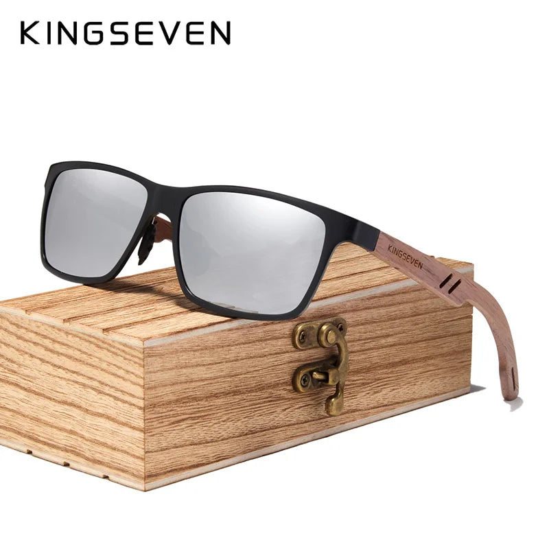 KINGSEVEN Wooden Men Sunglasses Polarized Outdoor Sun Glasses Women Mirror Lens Handmade Fishing Fashion UV400 Eyewear
