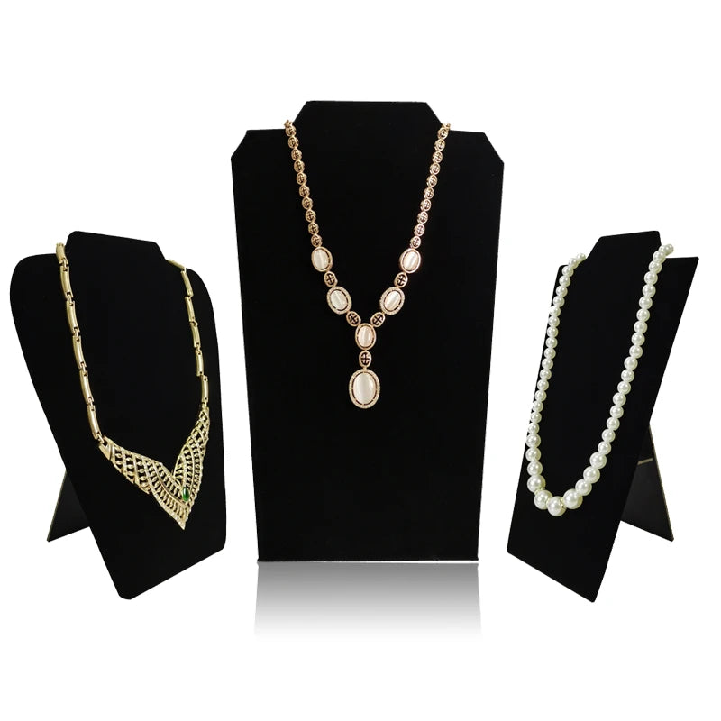 Wooden Necklace Stand White Pu Jewelry Pendant Display Holder Organizer Storage Easel Shelf Rack 3 Color 12.5*22.5Cm