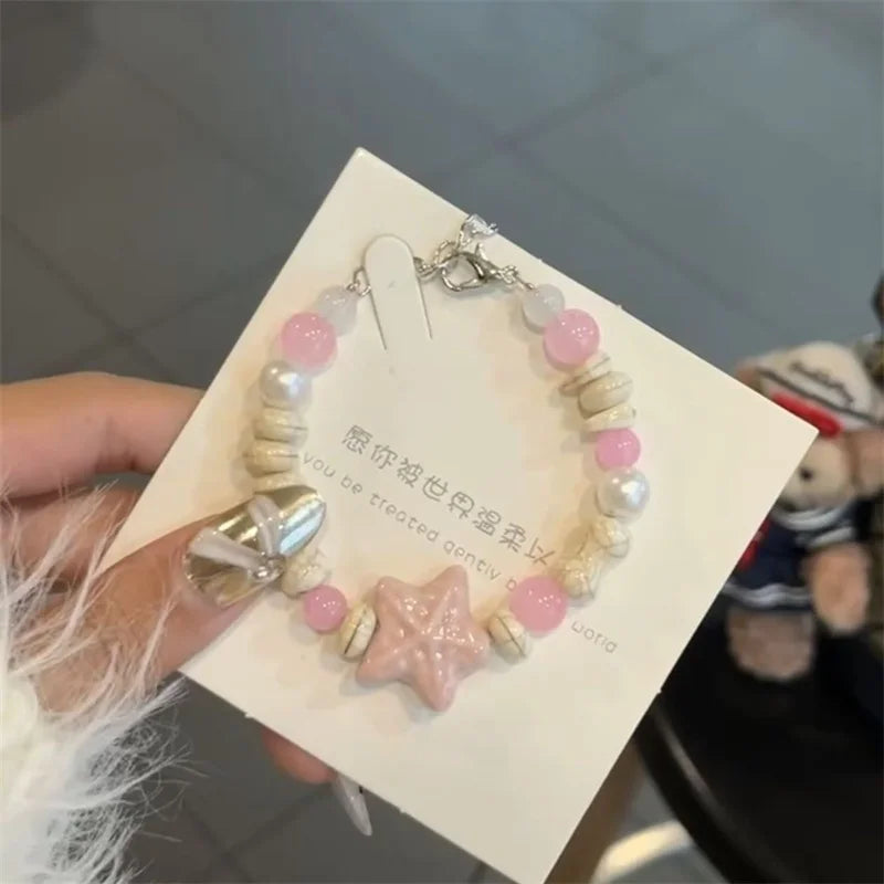 Bohemian Conch Starfish Shells Beaded Bracelets for Women Girls Boho Style Shell Beaded Beach Bangles Jewelry Gift Adjustable