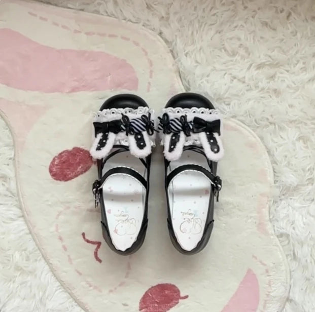 Flat-bottomed Kawaii Leather Shoes Original Design Girls Cute Mary Jane Round Head Shoes Spring and Autumn Lolita Flat Shoes