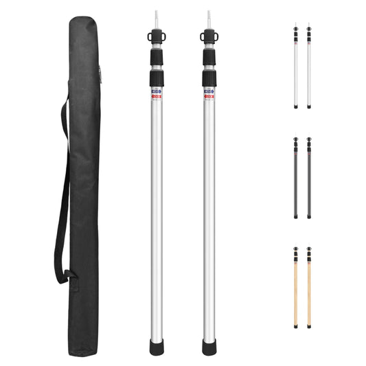 Set of 2 Tarp Poles Telescoping Camping Replacement 3-Section Aluminum Tent Rods for Rain Fly Camping Shelter Awning Canopy