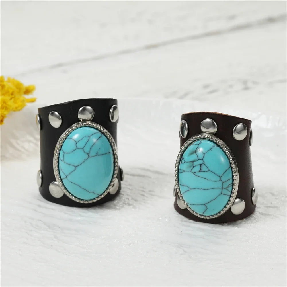 2025 Trend Man Leather Ring Sets Vintage Rings Unique Design Jewelry Simple Brown/Black Leather Ring for Father's Day gift