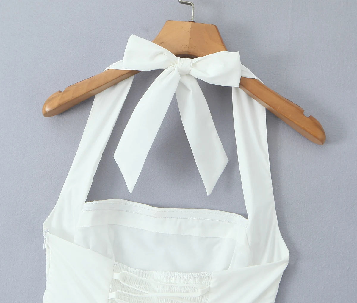 Sexy Bow Halter Slash Collar Lacing Up Bandage Back Sling Mini Dress Women Low Waist Ball Gown Pleated BUD Dresses Femme Robe