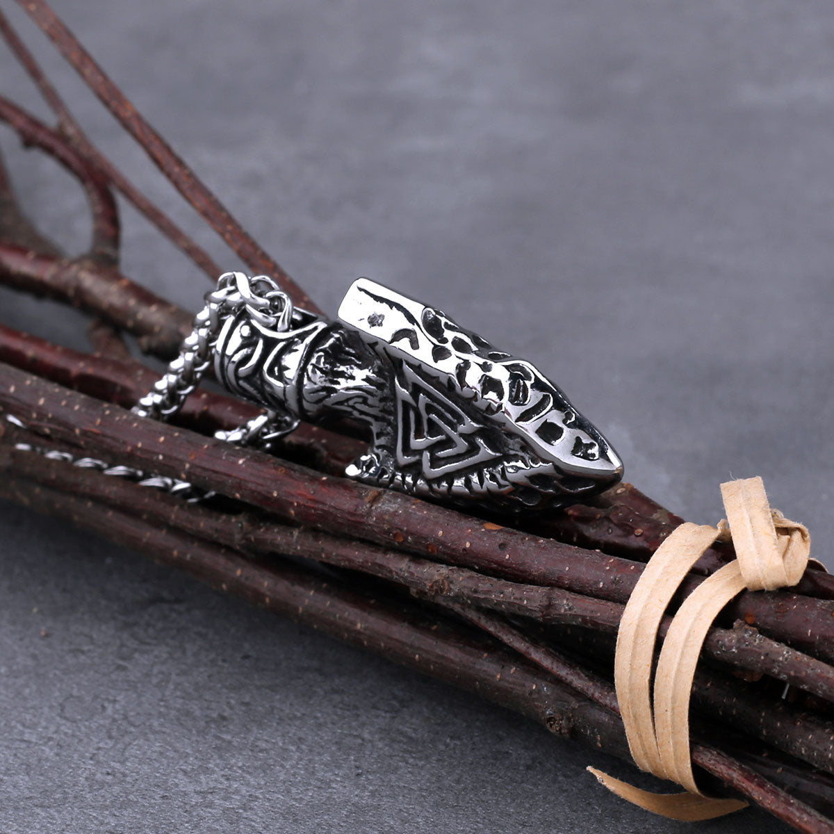 Stainless Steel Viking Spear Odin Triangle Rune Necklace Men's Nordic Hip Hop Biker Pendant Necklace Nordic Amulet Jewelry Gift