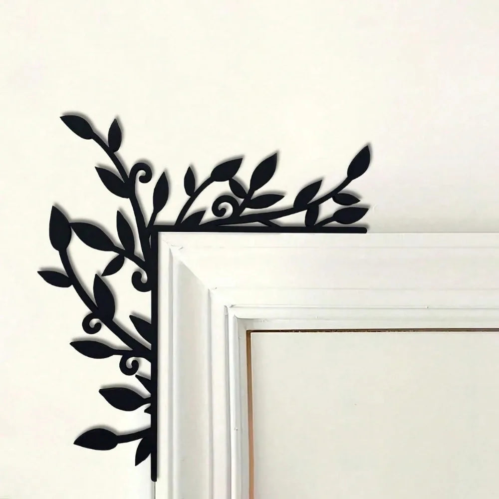 1PC Right Angle Plant Metal Wall Sculpture|Sleek Black Iron,Waterproof,Rustproof,Halloween&Christmas Gift,Bedroom/Room Decor