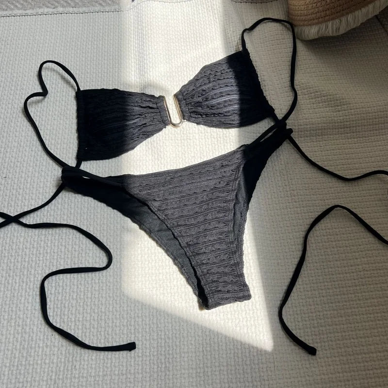 Sexy Bikinis Bathing Suit Women Sexy Lace Up Backless Hollow Out Thong Split Micro Bikini Summer 2025 New Spice Girl Beachwear