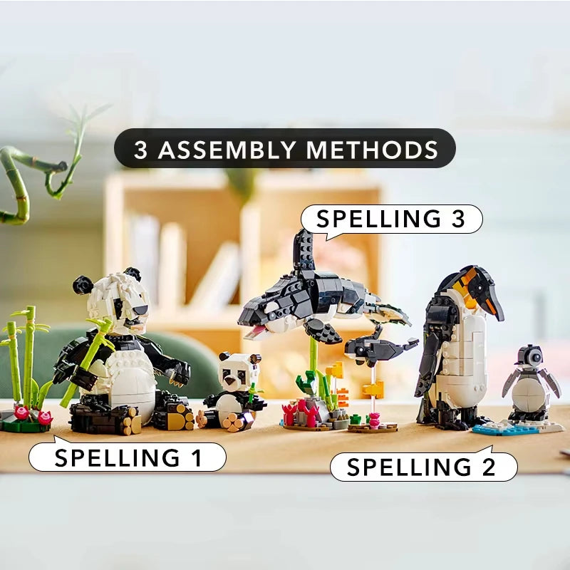 626PCS Creative Variety Series 3IN1 Panda Family Christmas Gift Brick Children Educational Toy