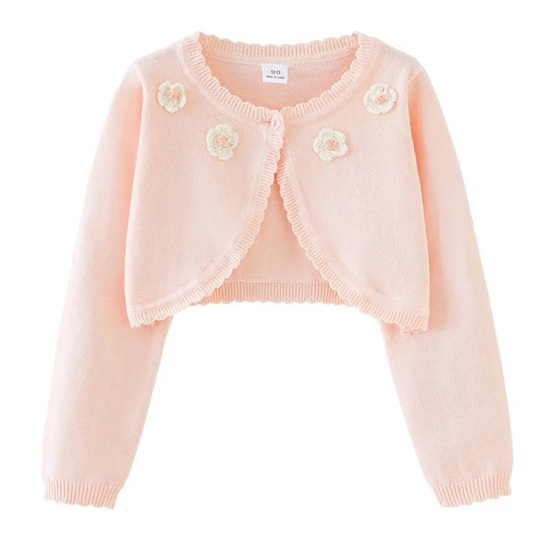 2-14 years old Purple girls Cardigan Thin Spring Children's knit sweater 3 4 6 8 10 12 14 year old children's clothing