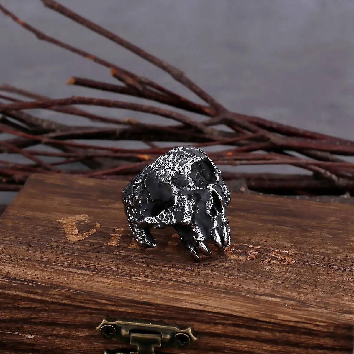 Northern Europe Viking 316L Stainless Steel Skull Ring Neo-gothic Fashion Teen Biker Ring Punk Rock Party Jewelry Accessories