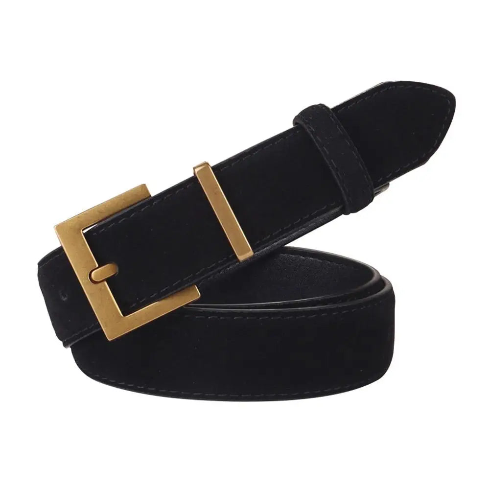 2025 Women Luxury Design Suede Leather Belt Casual Business Versatile Pin Buckle Waist Strap