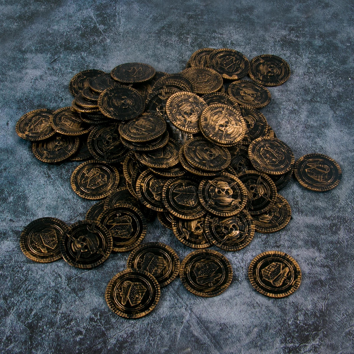 20-60pcs Halloween Plastic Pirate Coins Fake Gold Coin Buried Treasure Coins Game Toy Kids Birthday Party Decoration Party Favor