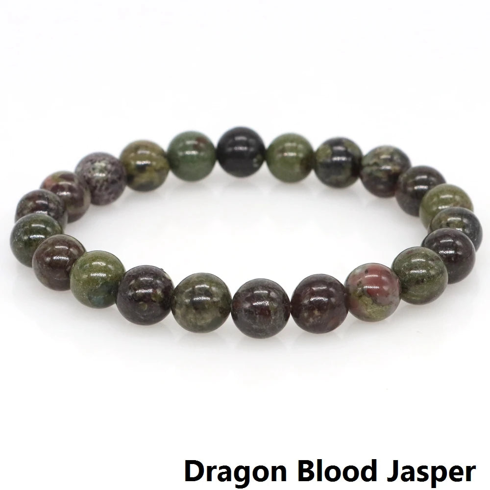 Women Men Bracelet Natural Rainforest Jasper Crystal Round Beads Wrist Chain Chakra Healing Energy Stretch Charm Strand Jewelry