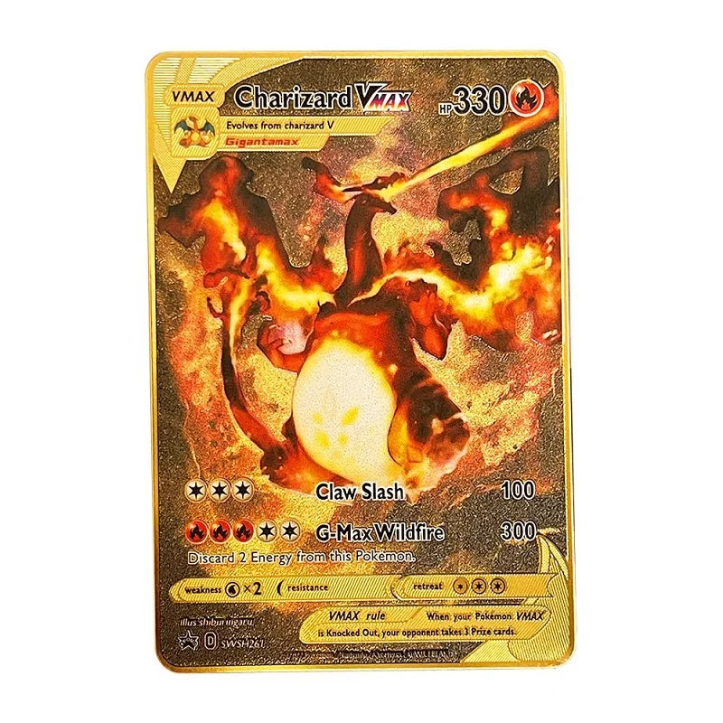 Pokemon Metal Card 10000 Points Arceus Charizard Raichu Super Card Golden English Mewtwo Vmax GX EX Christmas gift