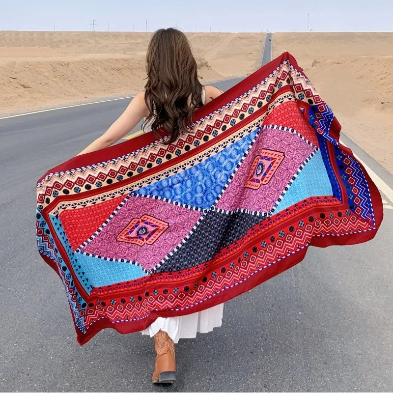 Travel Beach Sunscreen Scarves for Women Bikini Large Sarong Wrap Scarf Brazilian Swimsuit Bathing Cover-ups 17 Styles 90x180cm