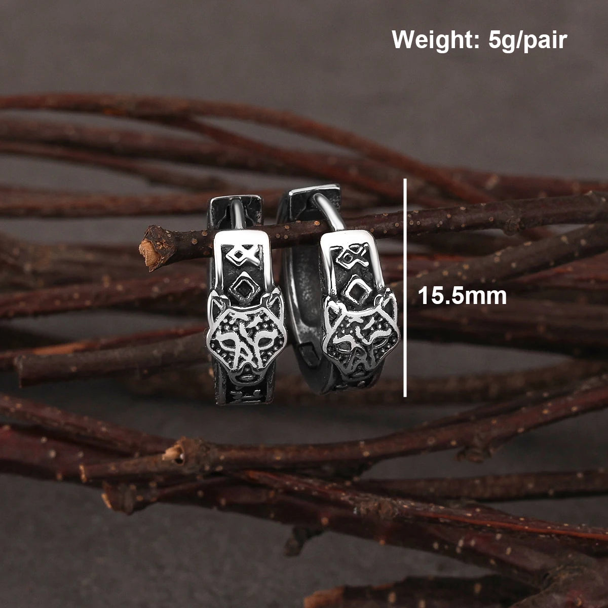 Stainelss Steel Viking Wolf Head Hoop Earrings Men Women Punk Hip Hop Earring Jewelry Party Wedding Gift for Boys