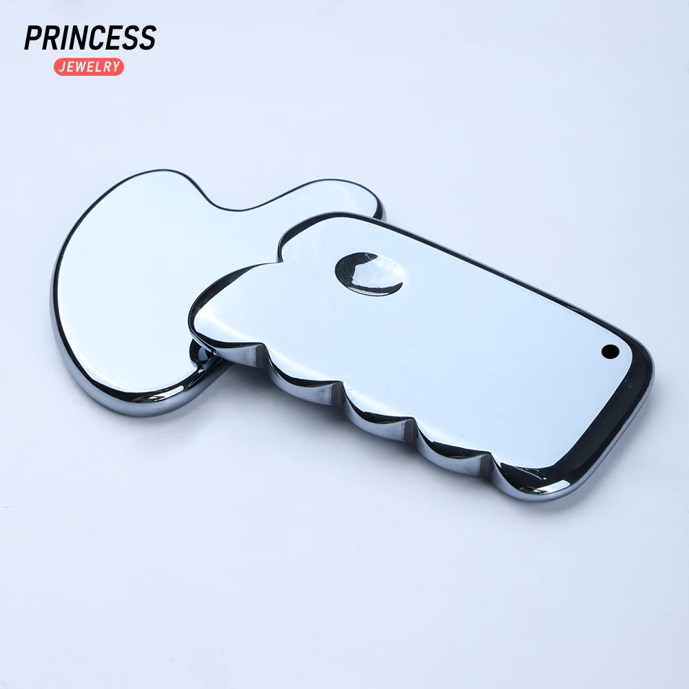 High Quality Terahertz Silver Color Scraping Board, Gua Sha Board for Facial Back Massage, Health Care Tools Gift for Parent