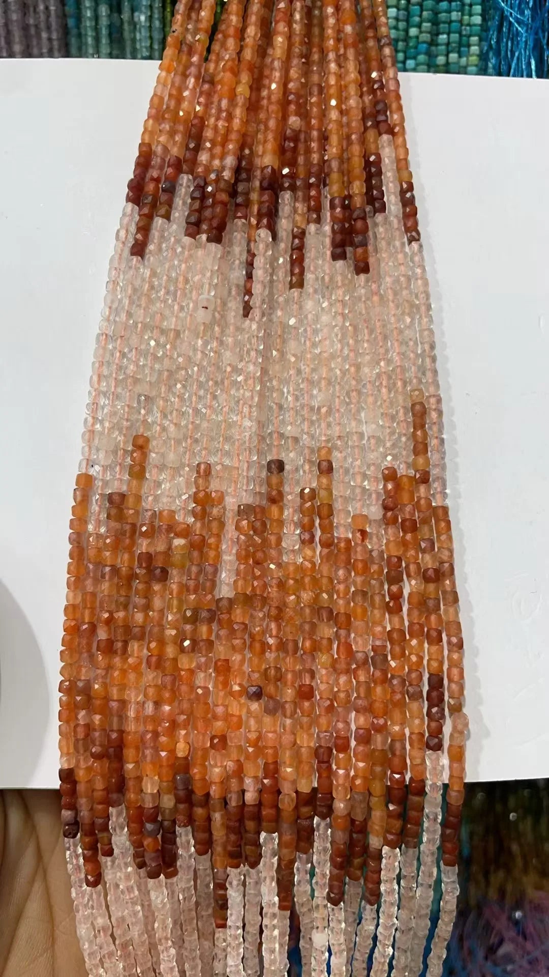 Natural Rainbow Tourmaline Cube Faceted 2.5X2.5mm Length38.5cm