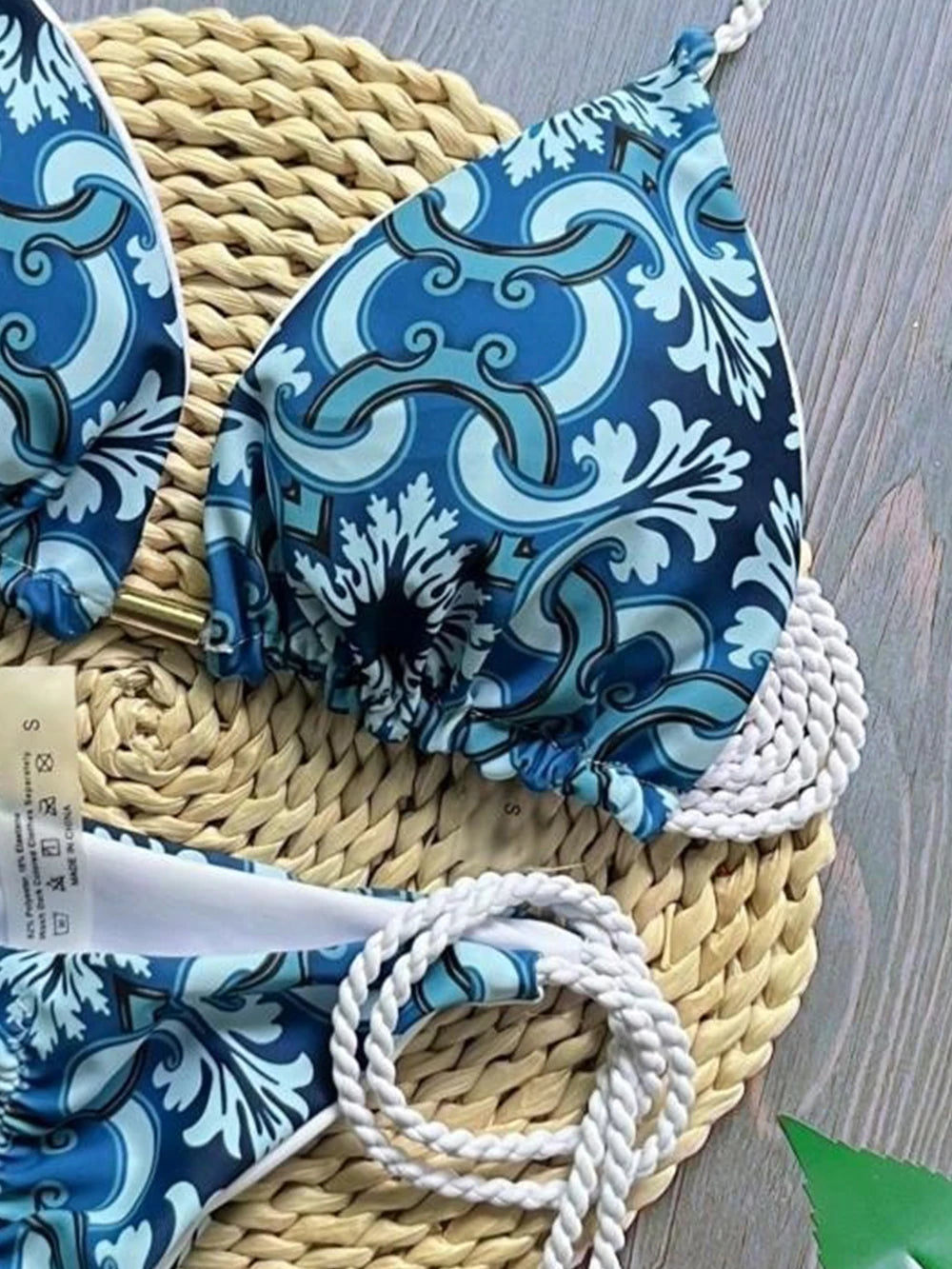 RUOTONSEPT 2024 Sexy Print Women's Swimsuit Braiding rope Bandage Bikinis Set Triangle Swimwear Bathing Suit Brazilian Biquinis