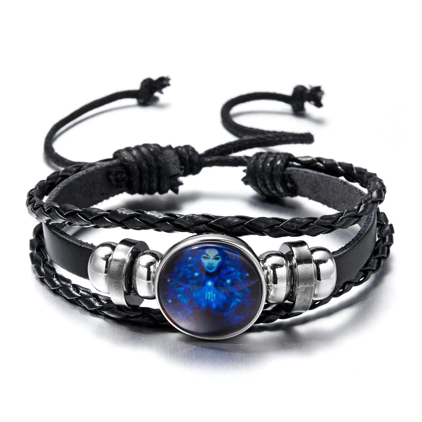 Luminous 12 Zodiac Constellation Sign Braided Couples Leather Bracelet For men Black Rope Charm Party Grow in the dark Jewelry