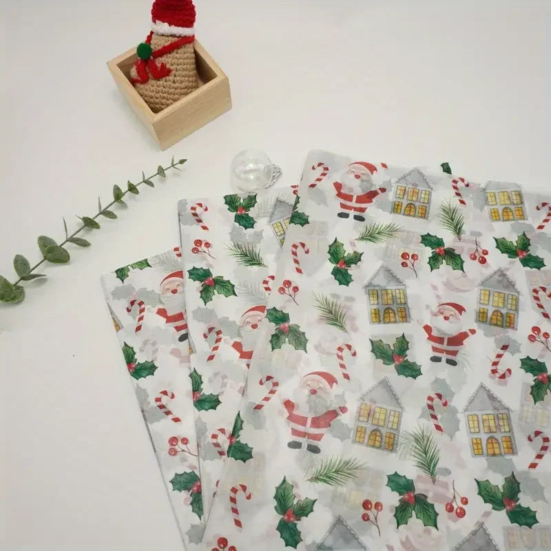 10/50pcs Santa Claus and Christmas gift patterns, Santa Claus, Christmas gifts,  handmade packaging paper, holiday decoration