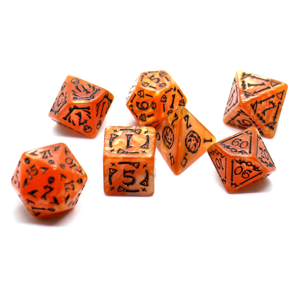 7pcs Set Relief Halloween Pattern Board Game Dice Set, DND Game Dice