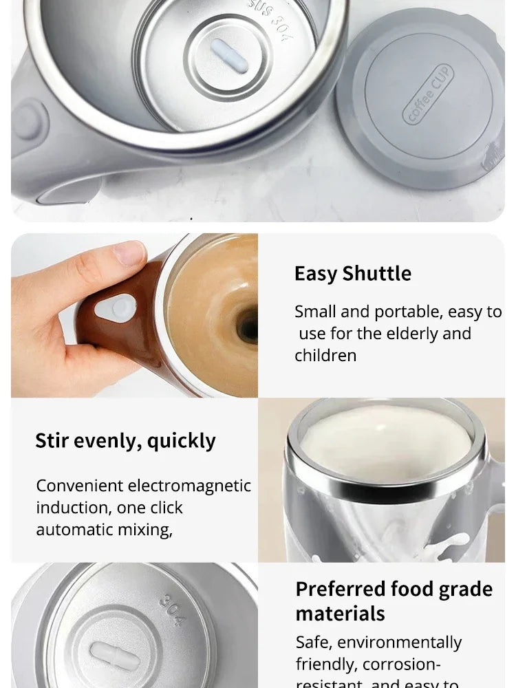 Automatic Mixing Cup Battery Portable Coffee Electric Mixing Stainless Steel Rotary Magn，
