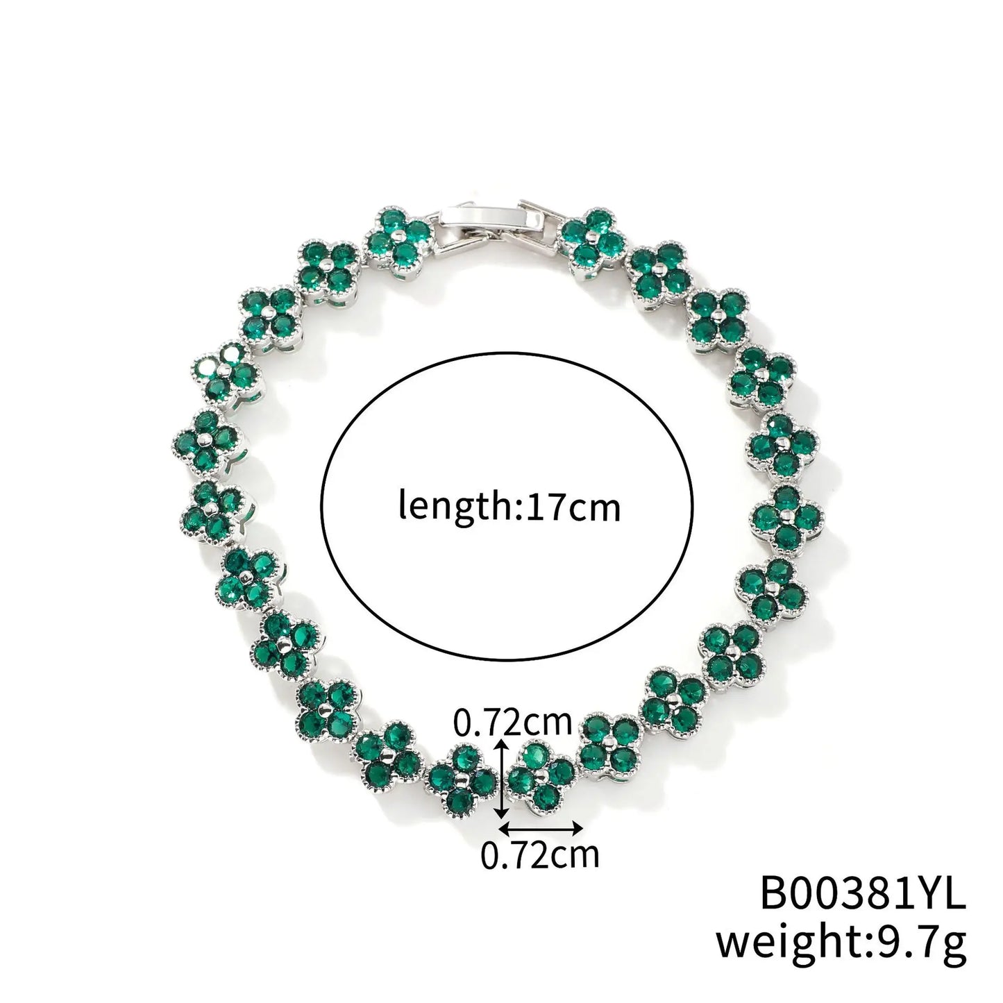 UILZ 1pc Rainbow Colorful Clover Zircon Bracelet Fashion Charm Gorgeous Charm Exquisite Cute Sweet Shining Crystal Jewelry Gift