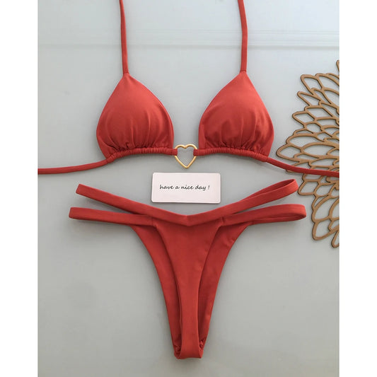 2025 Sexy Halter Micro Bikini Women Swimsuit Solid Swimwear Thong Bikinis Set Brazilian Beach Wear Bathing Suit Biquini Female