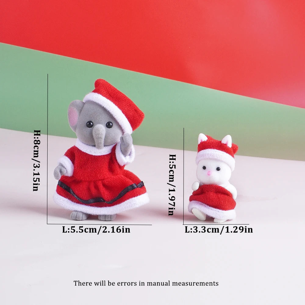 Christmas Theme 1:12 Dollhouse Sheep Animal Family Model Ornament Gift Miniature Furniture Christmas Tree Model Christmas Gift