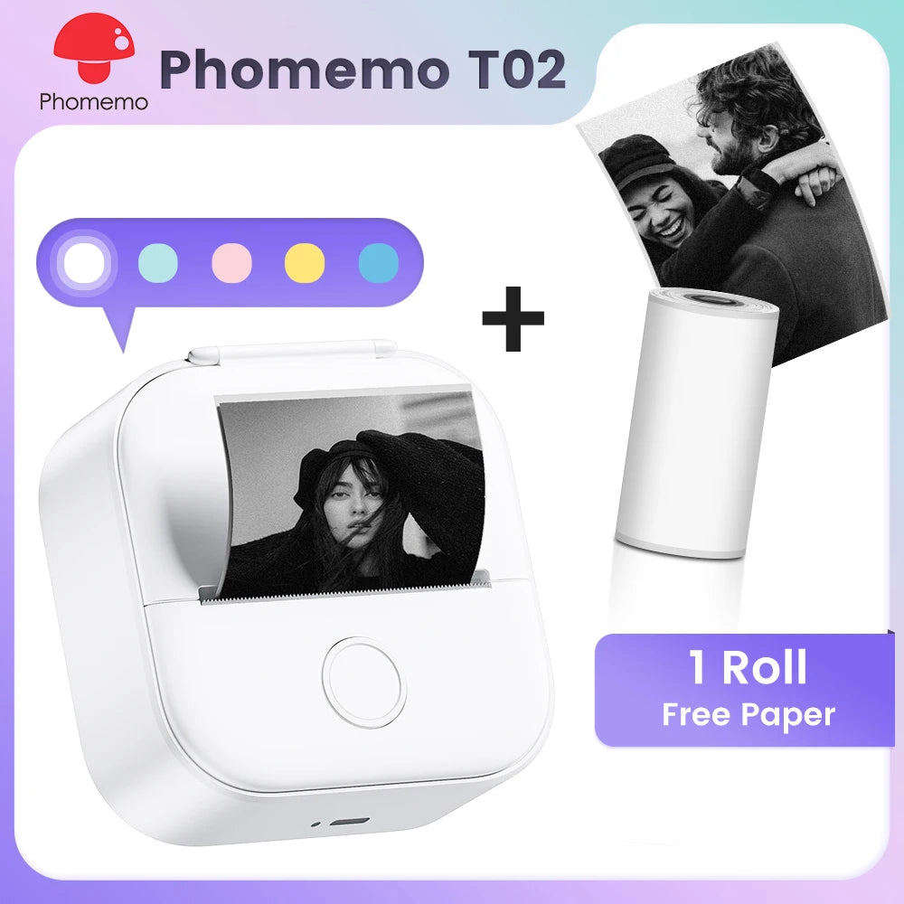 Phomemo T02 Pocket Printer Mini Portable Label Maker Self-adhesive Sticker mini impresora portatil impresora etiqueta adhesivas