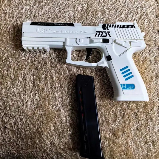 USP Toy Gun Continuous Fire With Laser Throwing Shell Empty Hanging Pistol Outdoor Game Launcher Christmas Gift for Boys