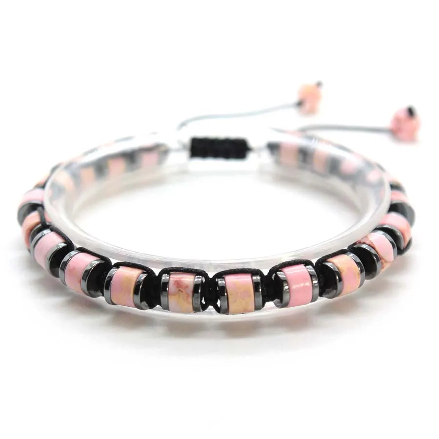 Handmade Braided Crystal Stone Bracelets For Couple Natural Amethyst Tourmaline Rope Macrame Adjustable Women Bracelet Jewelry
