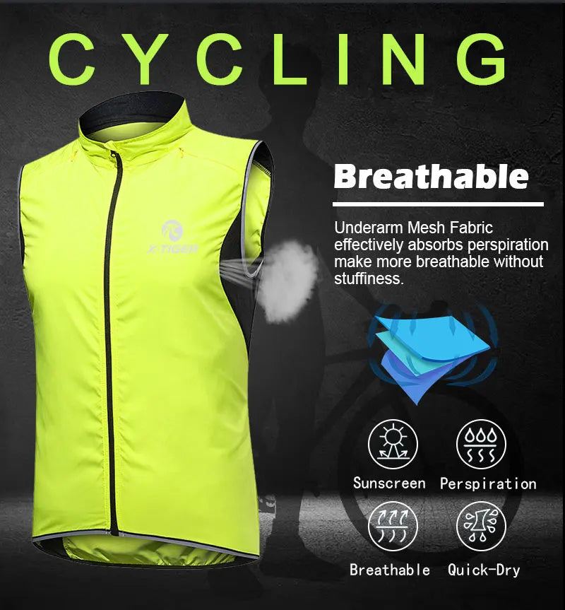 X-TIGER Cycling Vest Sleeveless Bicycle Reflective Windproof Uitra-Light Sun Protection Mountaineering Jacket Cycling Sportswear