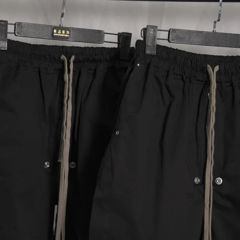 High Street Men's Pants Black Solid Casual Shorts for Man Cotton Zipper Design Men Trousers Techwear Men's Clothing