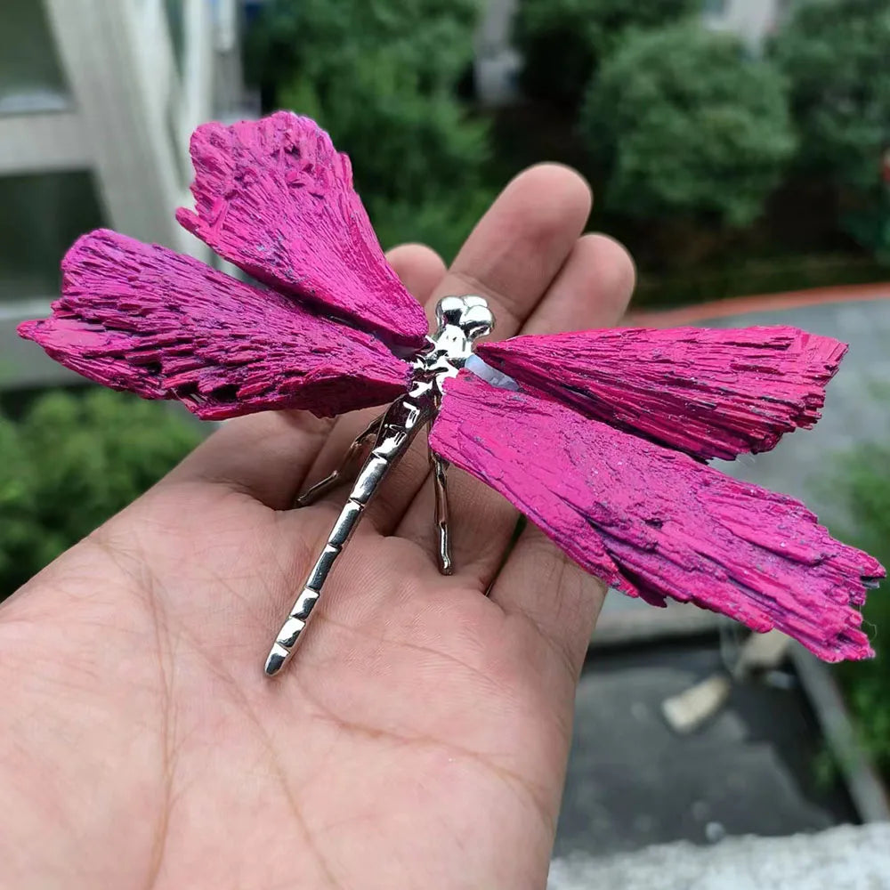 Rainbow Electroplated Black Tourmaline Kyanite Dragonfly Natural Crystal Aura Quartz Mineral For Home Decor Ornaments Gifts