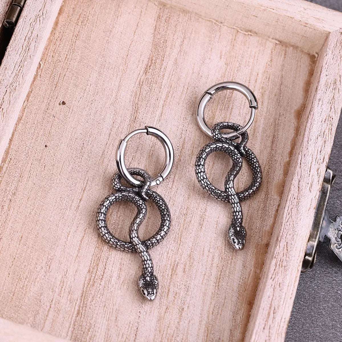 Punk Twisted Snake Street Tail Snake Earrings for Men and Women Party Earrings Glamorous Everyday Gifts Stainless Steel Jewelry