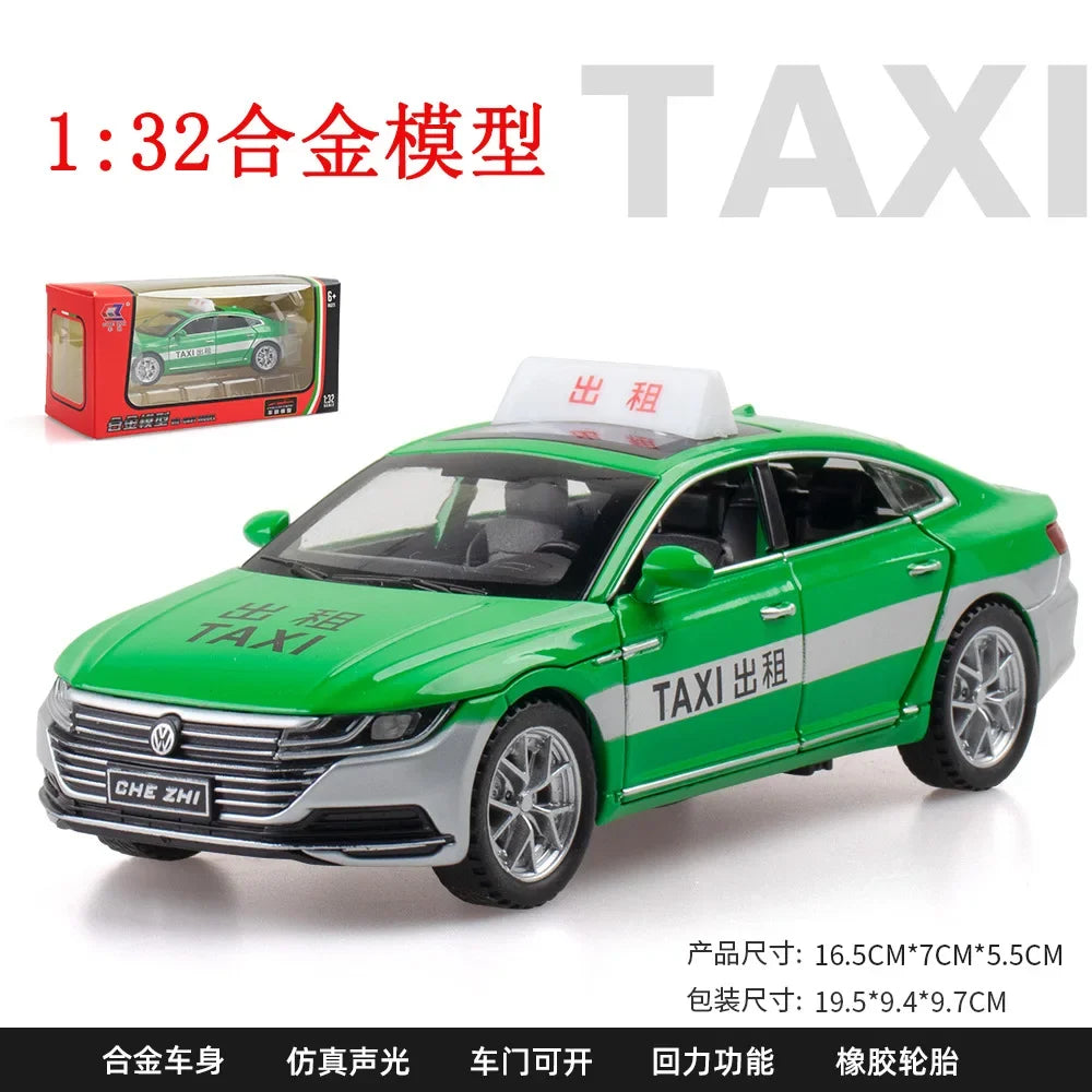 1:32 Volkswagen CC Taxi Car Model Alloy Car Die Cast Toy Car Model Sound Light Children's Toy Collectibles Christmas gift ﻿A563