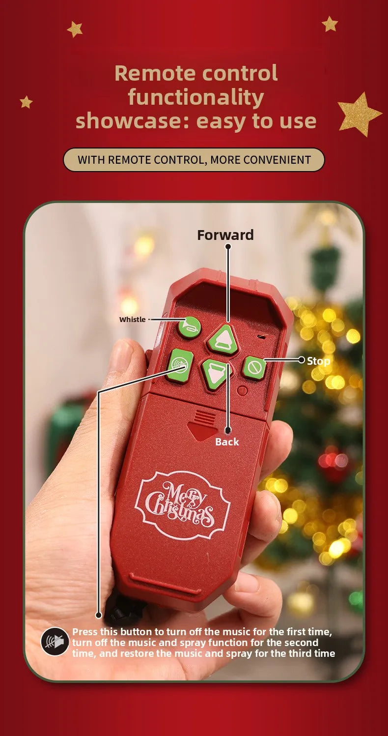 Classical Christmas Remote Control Train Toy Steam Track Sound and Light Christmas Gift Toy