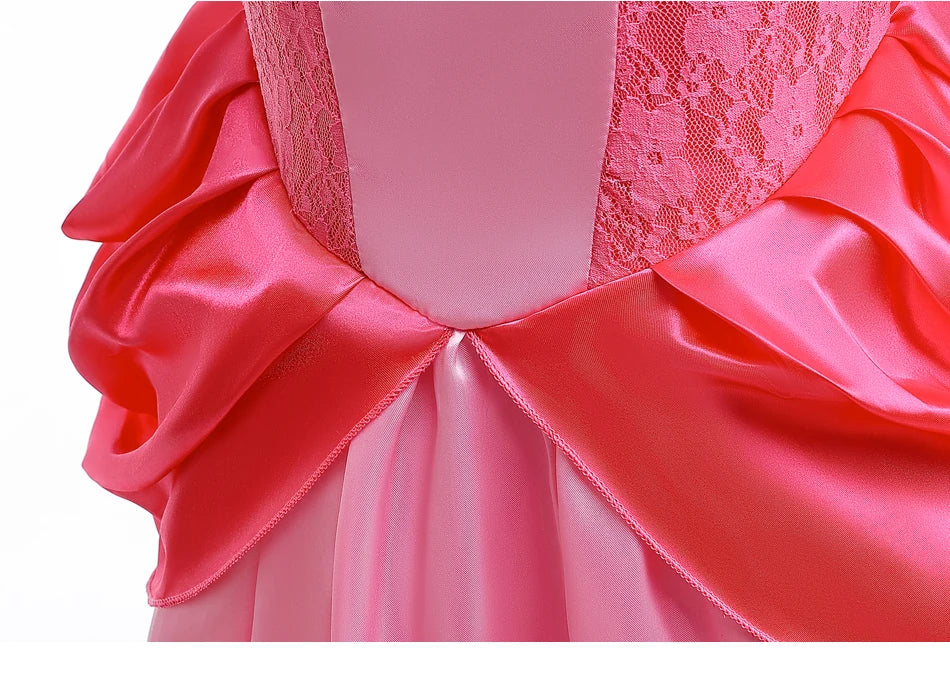 Peach Dress For Girls Cosplay Dress Up Princess Costume Halloween Game Role Play 4 6 8 10 Yrs Kid