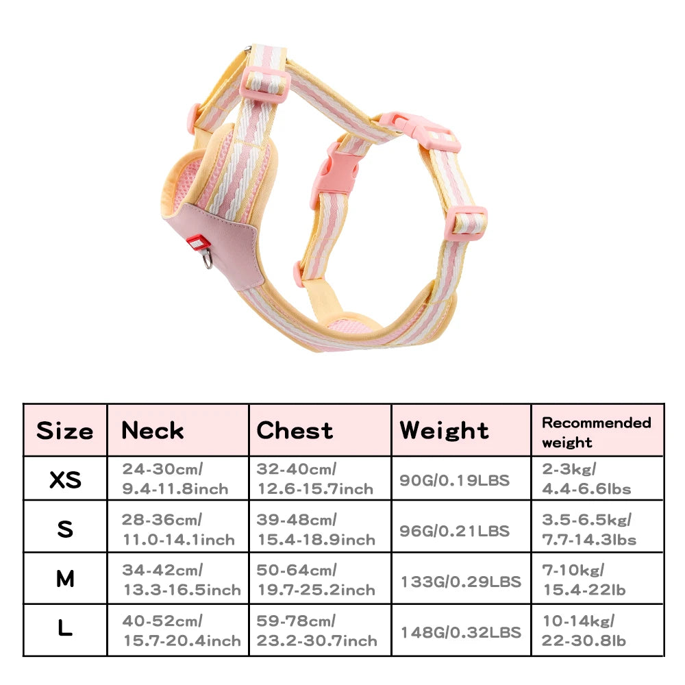 Dopamine Dog Harness and Leash Set Lightweight Breathable Color Block Pet Vest for Small Medium Dogs Outdoor Walking