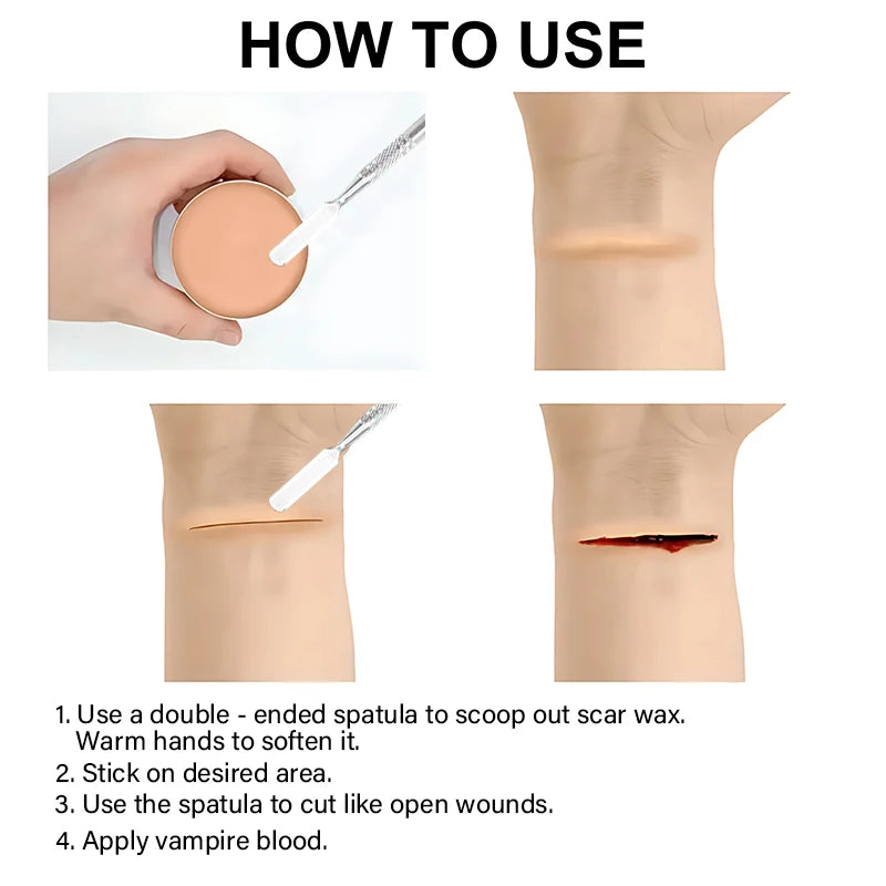 60g Scar Wax for Special Effects Makeup,Realistic Fake Scars & Wounds,Easy to Shape & Blend,SFX Cosplay Halloween & Theater