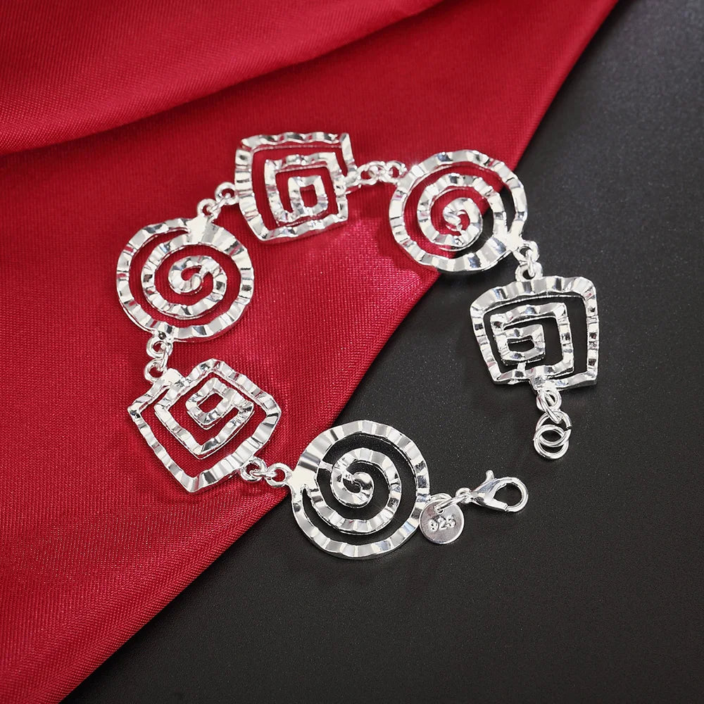 Factory direct fashion 925 Sterling Silver Bracelet for woman Retro round pattern chain trend jewelry Wedding party lady gift