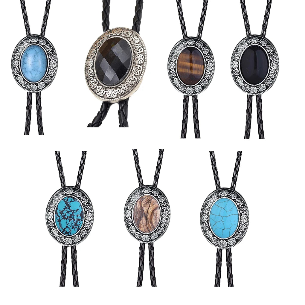 Golden Ties for Men American Cowboy Garment Accessory Tie Adjustable Bull Head Western Cowboy Bolo Tie Pendant Necklace
