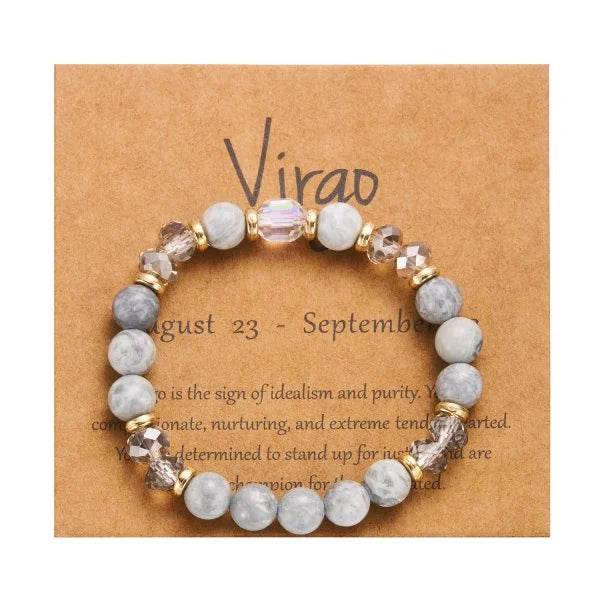 Fashion 12 Zodiac Crystal Beaded Bracelet Aries Taurus Gemini Cancer Leo Virgo Libra Scorpio Aquarius Pisces Women Jewelry Gift