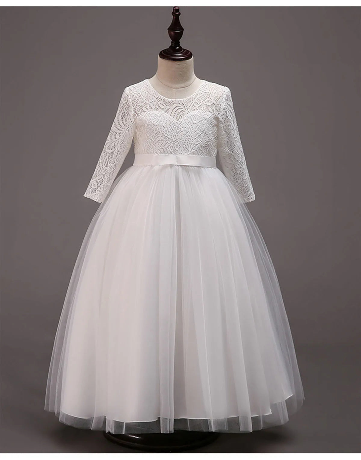 Little Big Girls Spring 3/4 Sleeves Lace Flower Girl Birthday Party Holiday Long Dress KLS1660