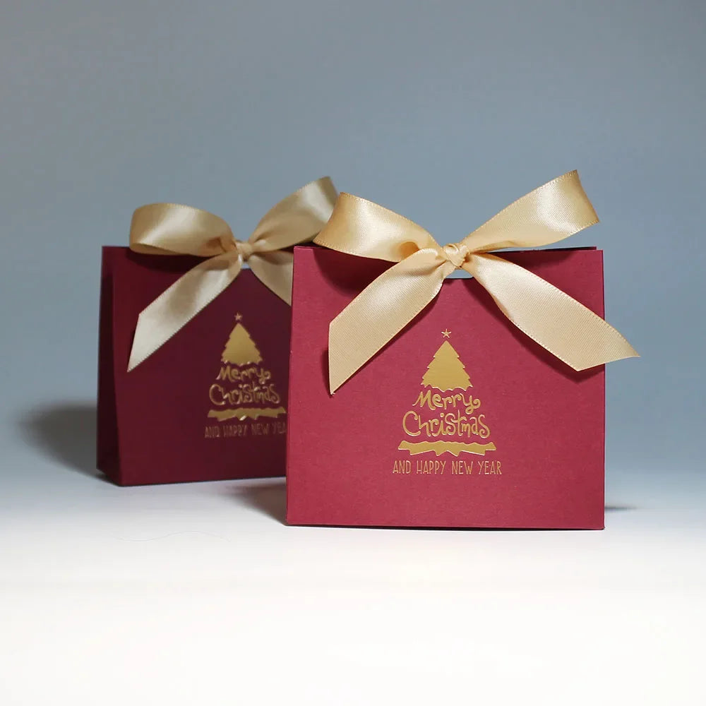 Green Christmas Tree Style Candy box Gift Boxes and Bags with Ribbon for Wrapping Cookies and Candy Deluxe Christmas Gift Bags