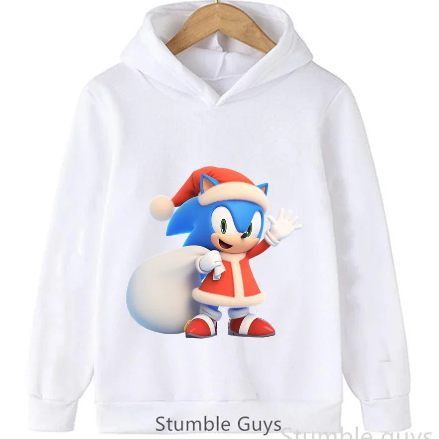 Anime Sonic Kids Hoodie Trucksuit Autumn Boys Girls Cartoon Clothes Christmas Gift Cool Match Sneakers Sweatshirt