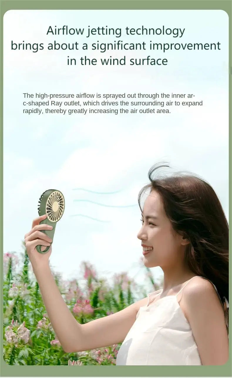 Cooling Electric Fan 3 Wind Speed Portable Pocket Fan For Travel Indoor Outdoor Usb Desktop Rechargeable Handheld Fan with Hook