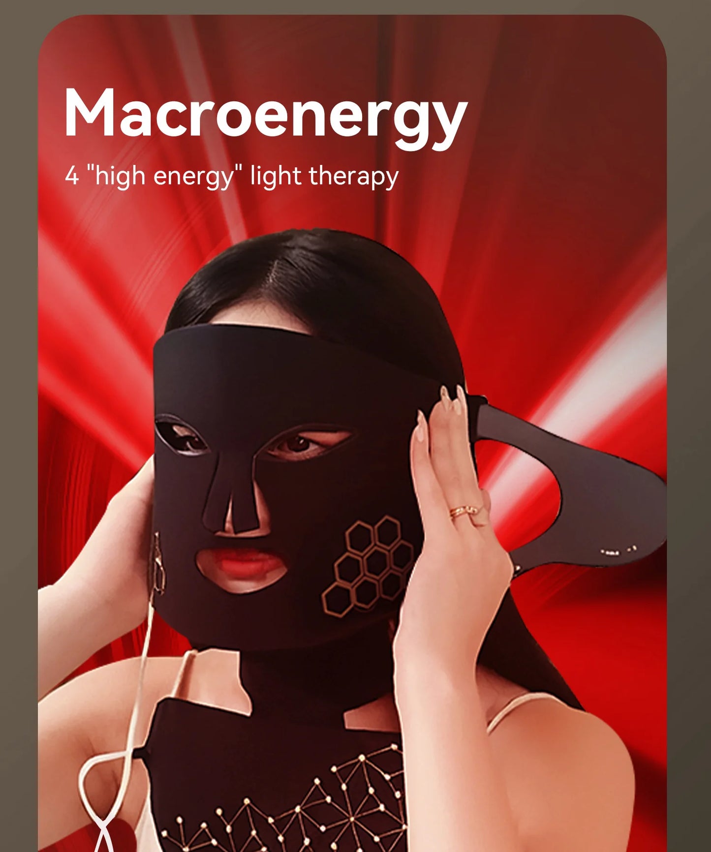 Hello Face Rechargeable Red Light Therapy Mask for Face & Neck  Infrared LED Mask Skincare Device for Glowing Skin